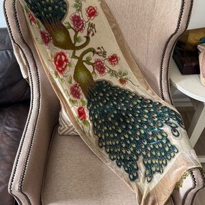 Silk and Velvet Hand beaded Peacock Shawl